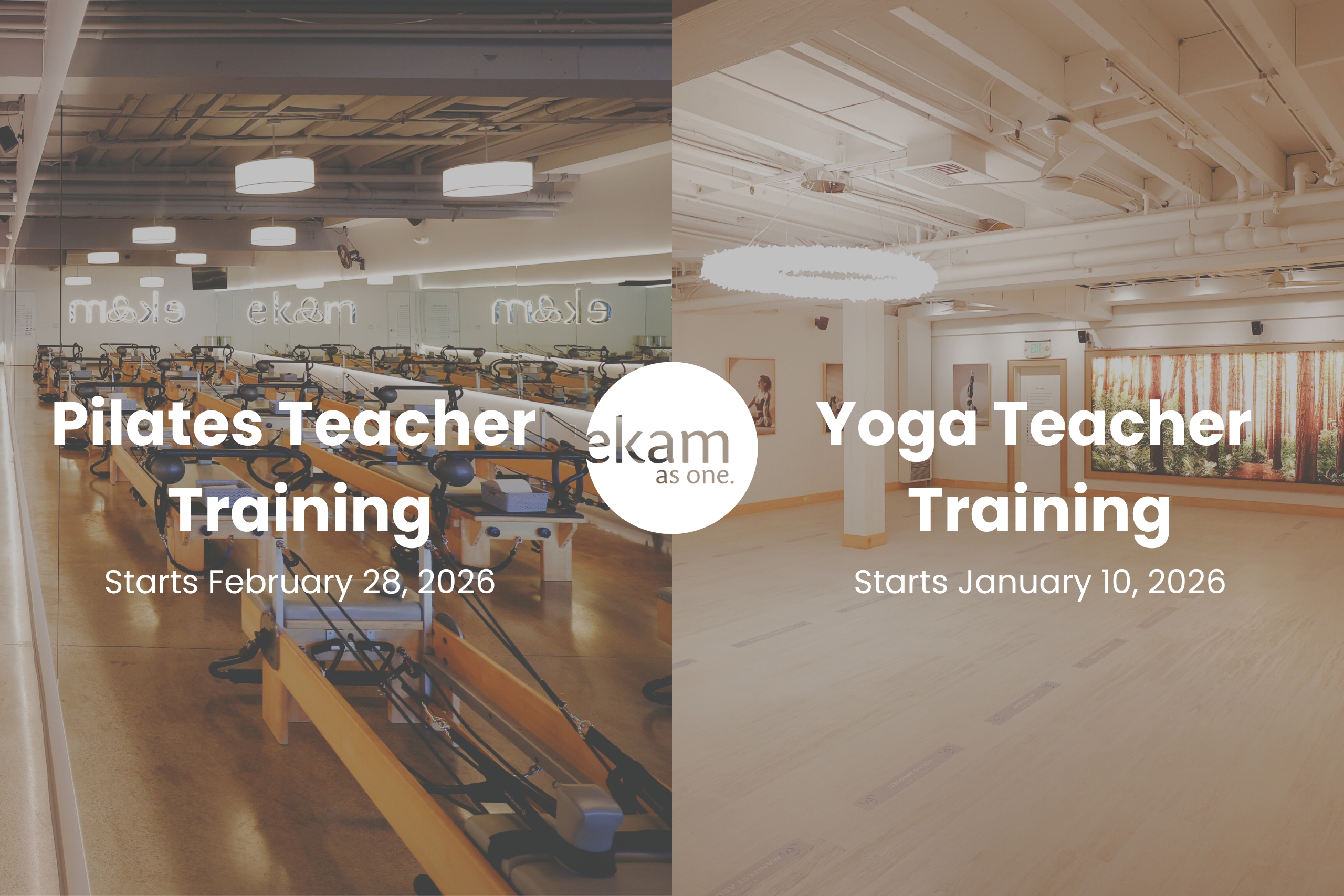 Two women practicing partner Pilates on mats at Ekam Yoga & Pilates studio in Newport Beach California